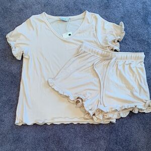Cream Ruffle Pajama Set